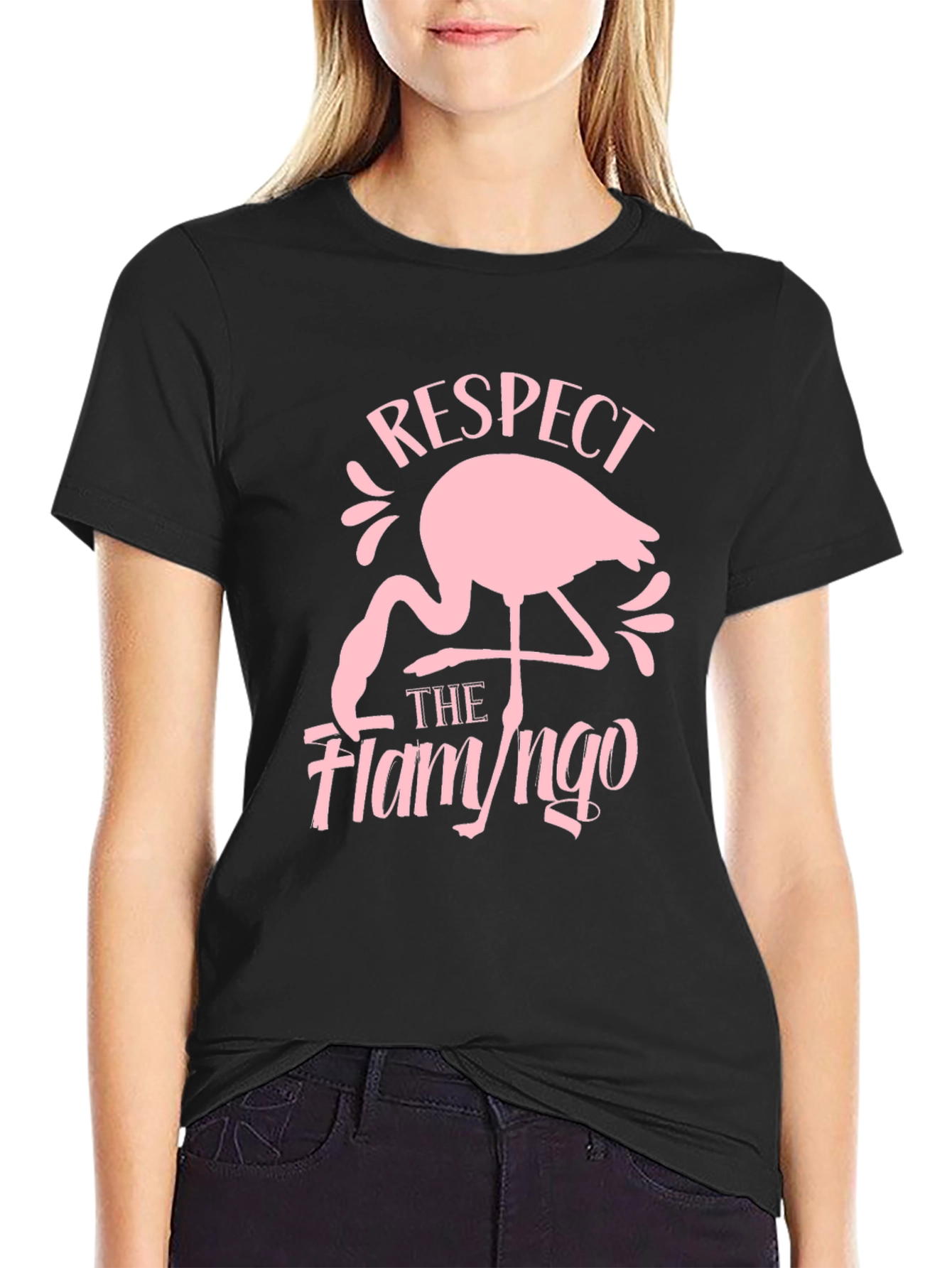 Respect the Flamingo Black Graphic Tee