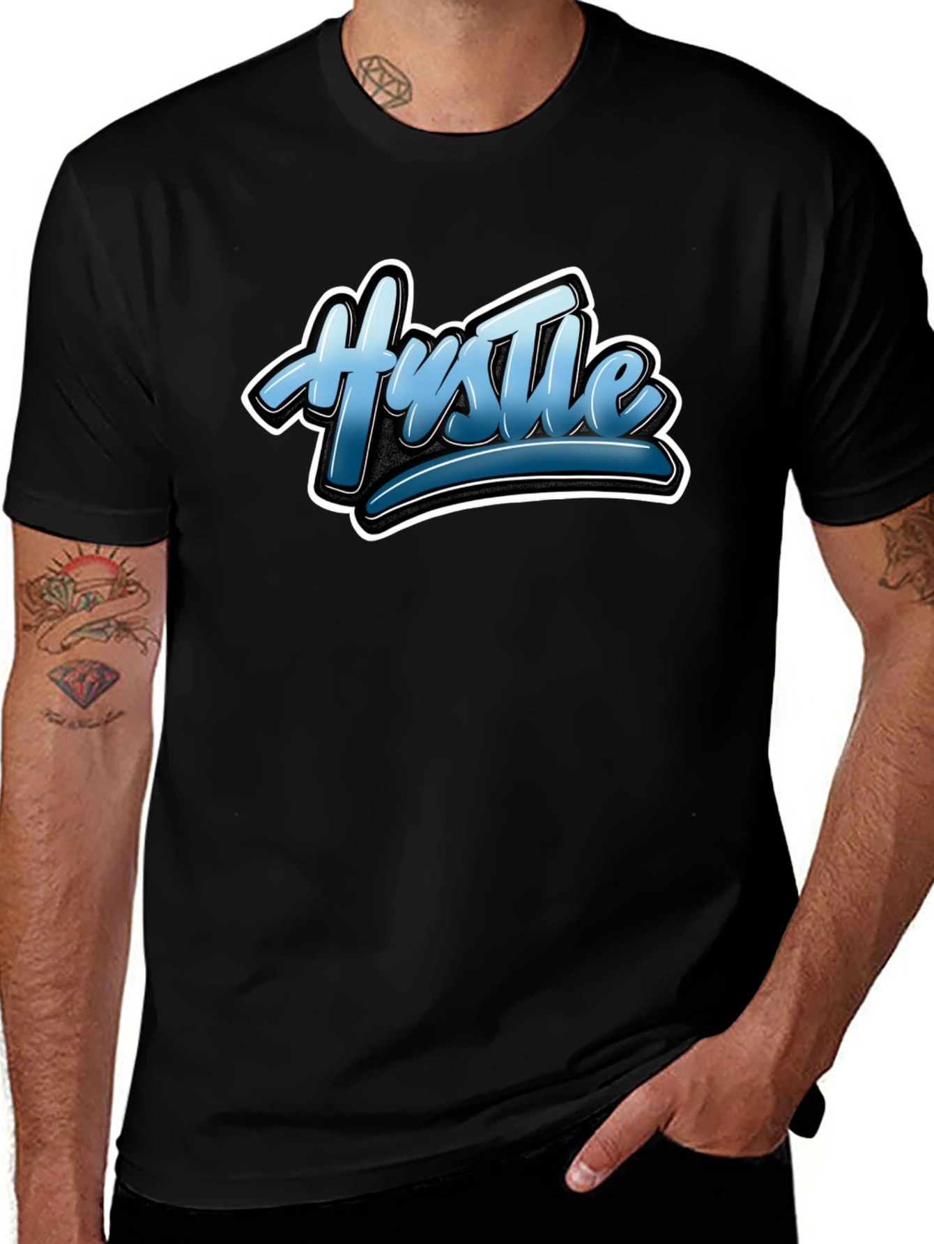 Hustle Graphic Black T-Shirt Stylish Tee