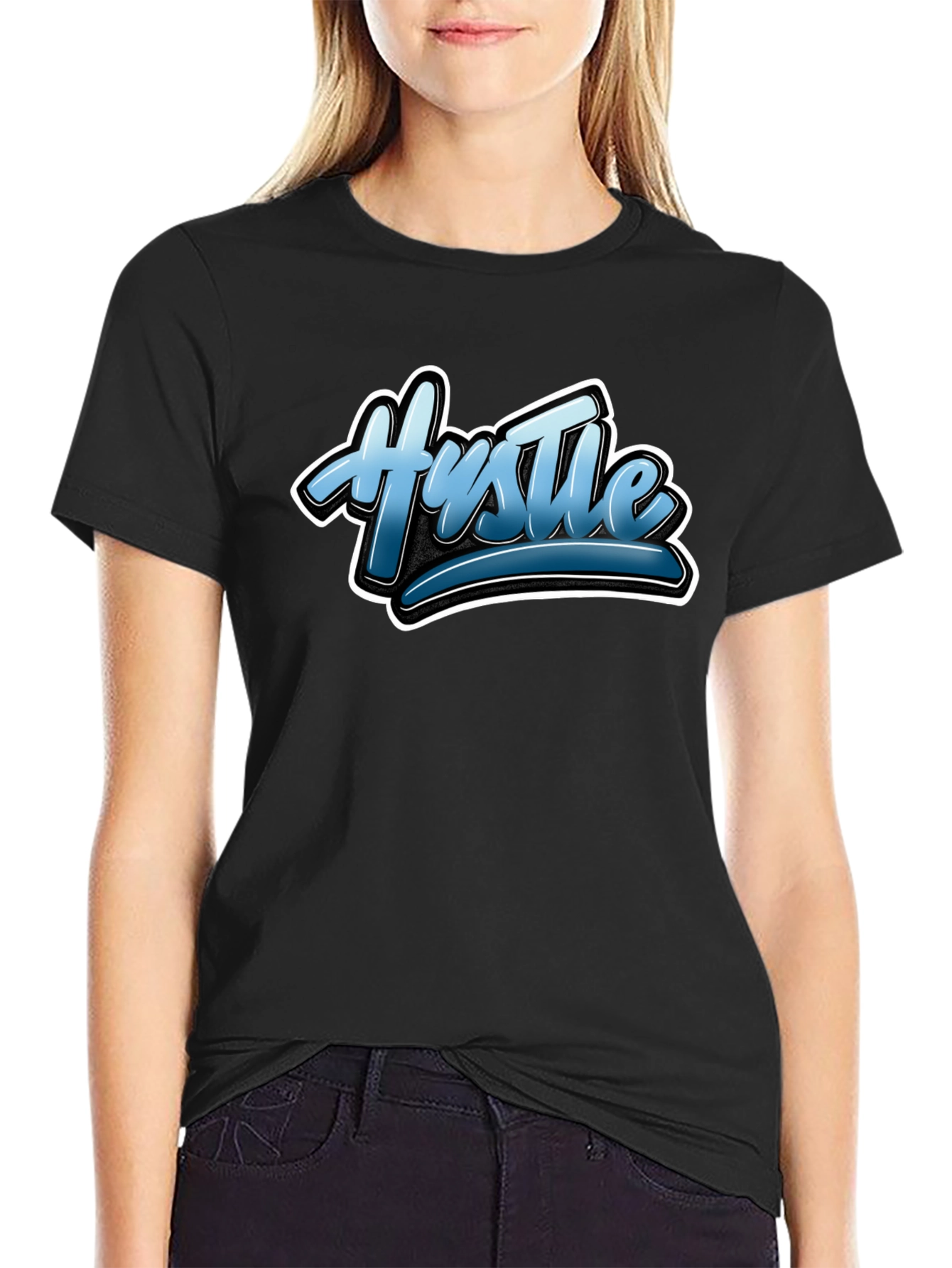 Hustle Graphic Black T-Shirt Stylish Tee