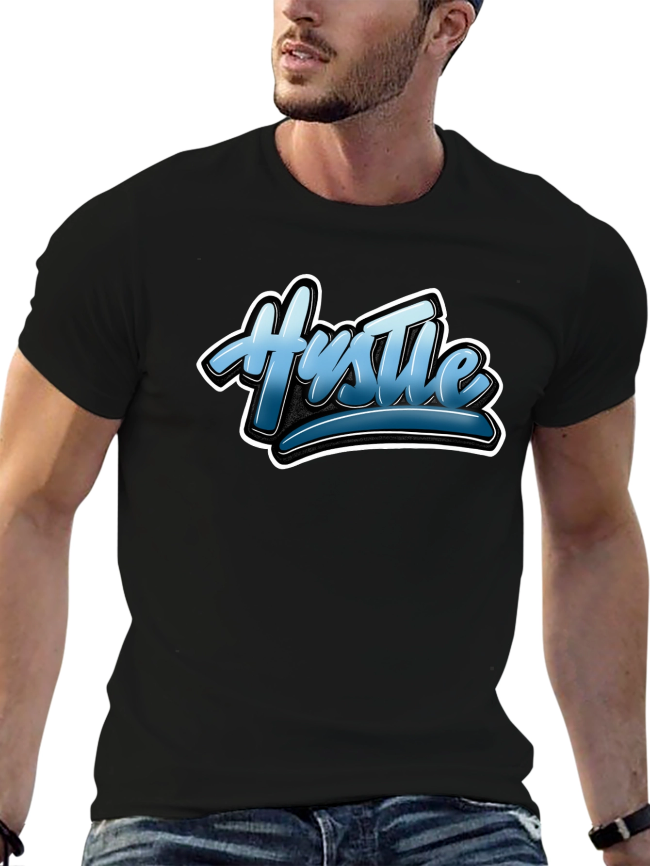 Hustle Graphic Black T-Shirt Stylish Tee