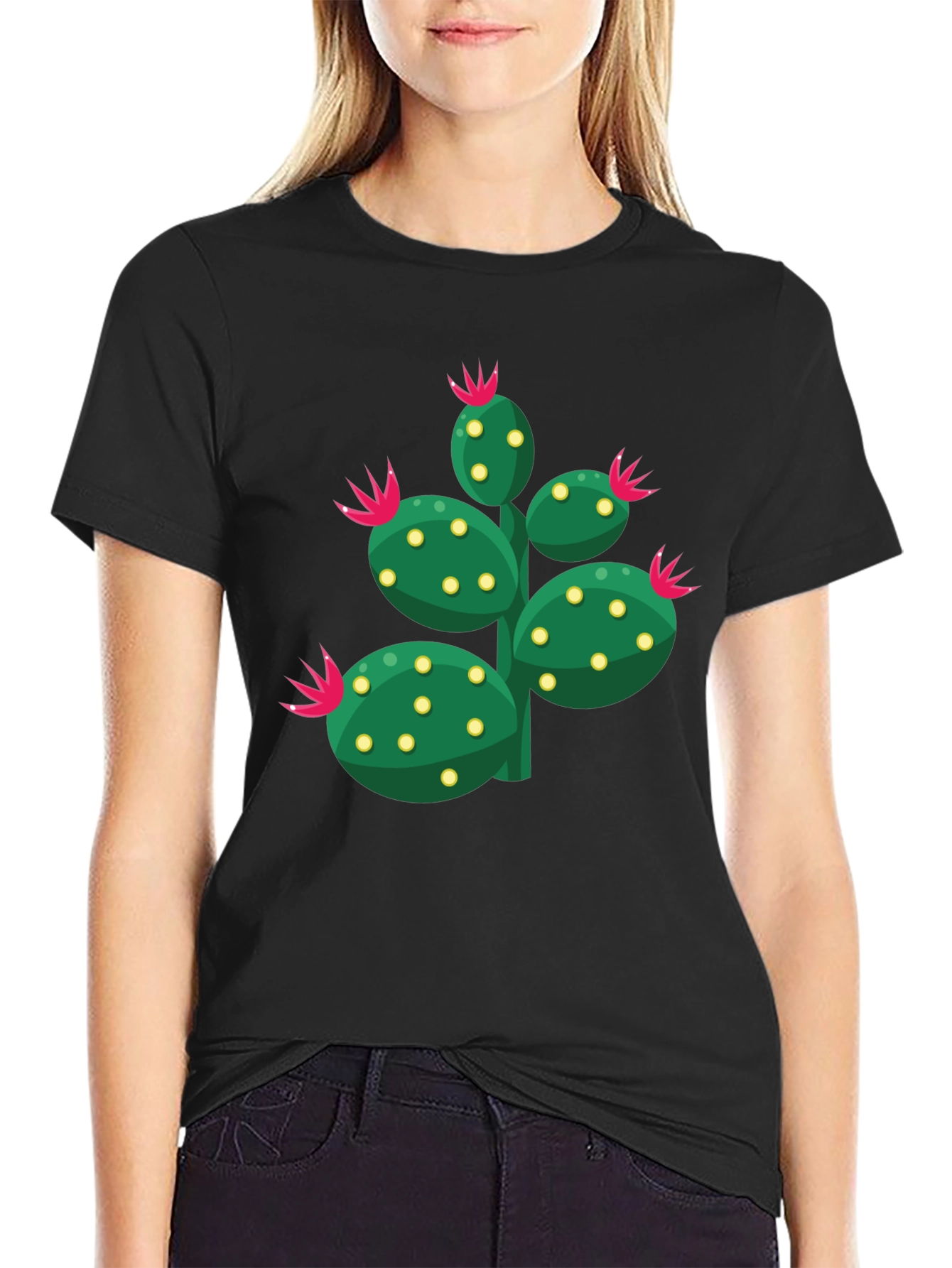 Cactus Graphic Print Crew Neck T-Shirt