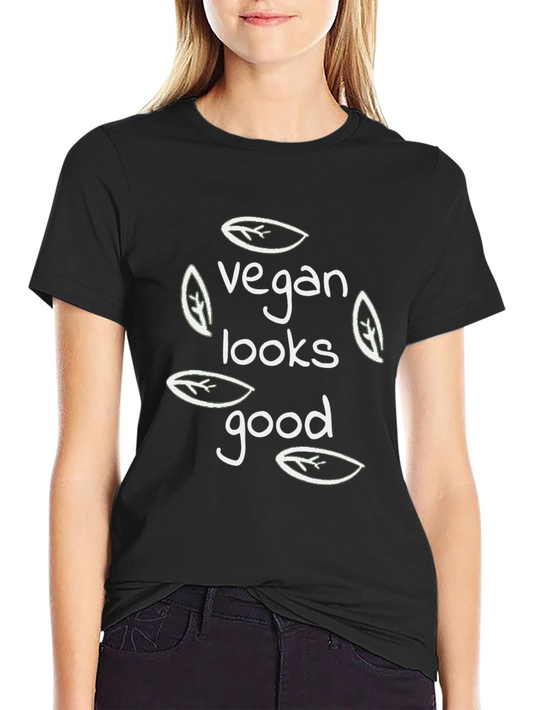 Vegan Looks Good Black Graphic Tee - Stylish & Comfortable