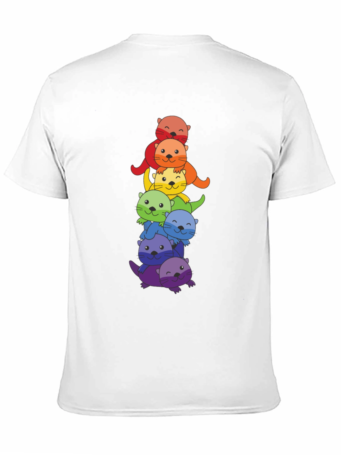Rainbow Otter Stack Graphic T-Shirt