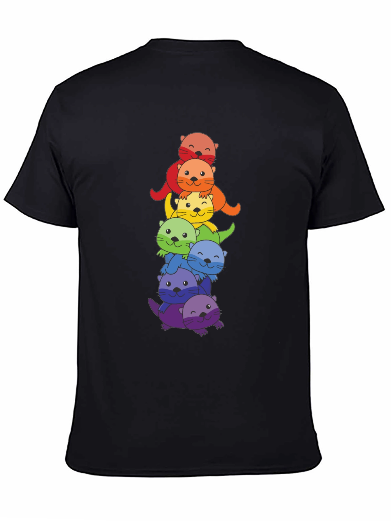 Rainbow Otter Stack Graphic T-Shirt