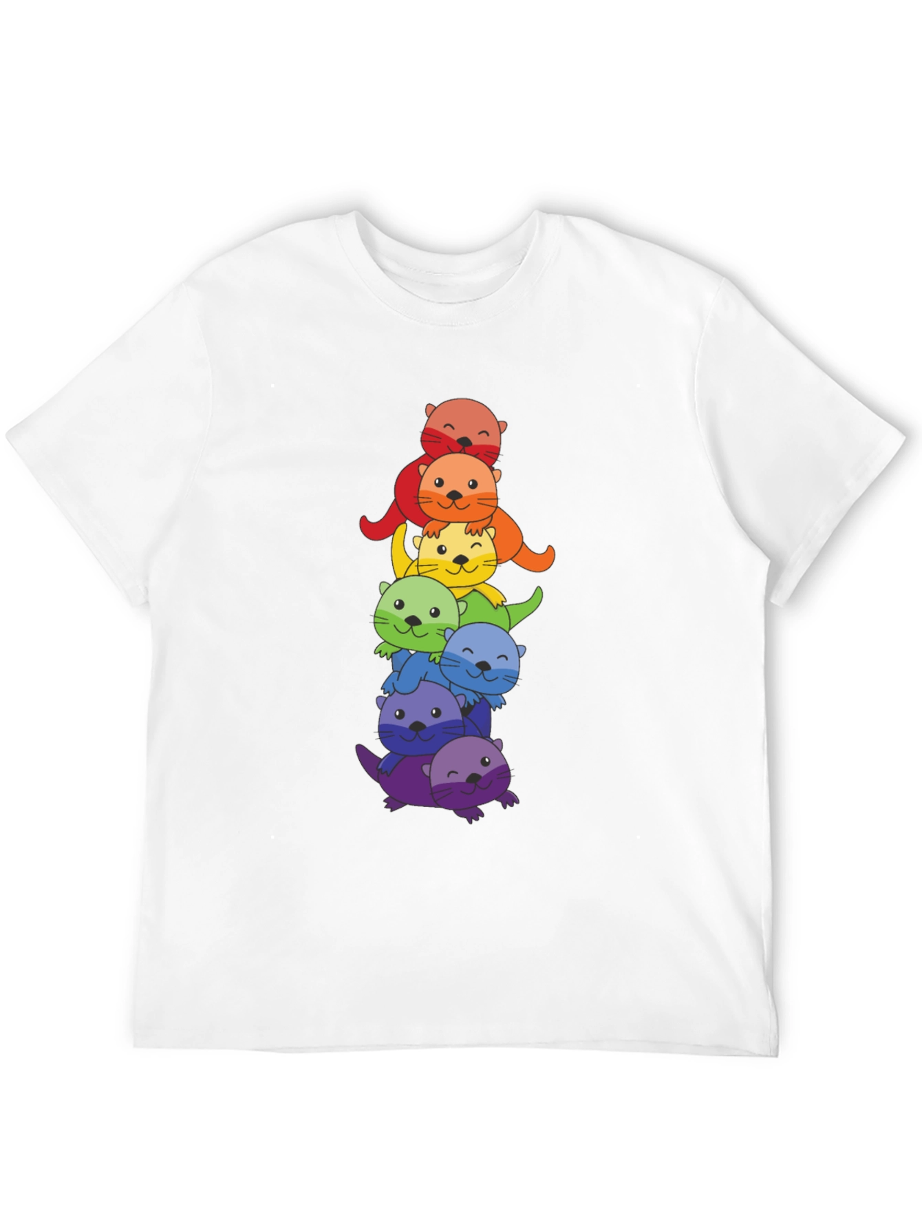 Rainbow Otter Stack Graphic T-Shirt