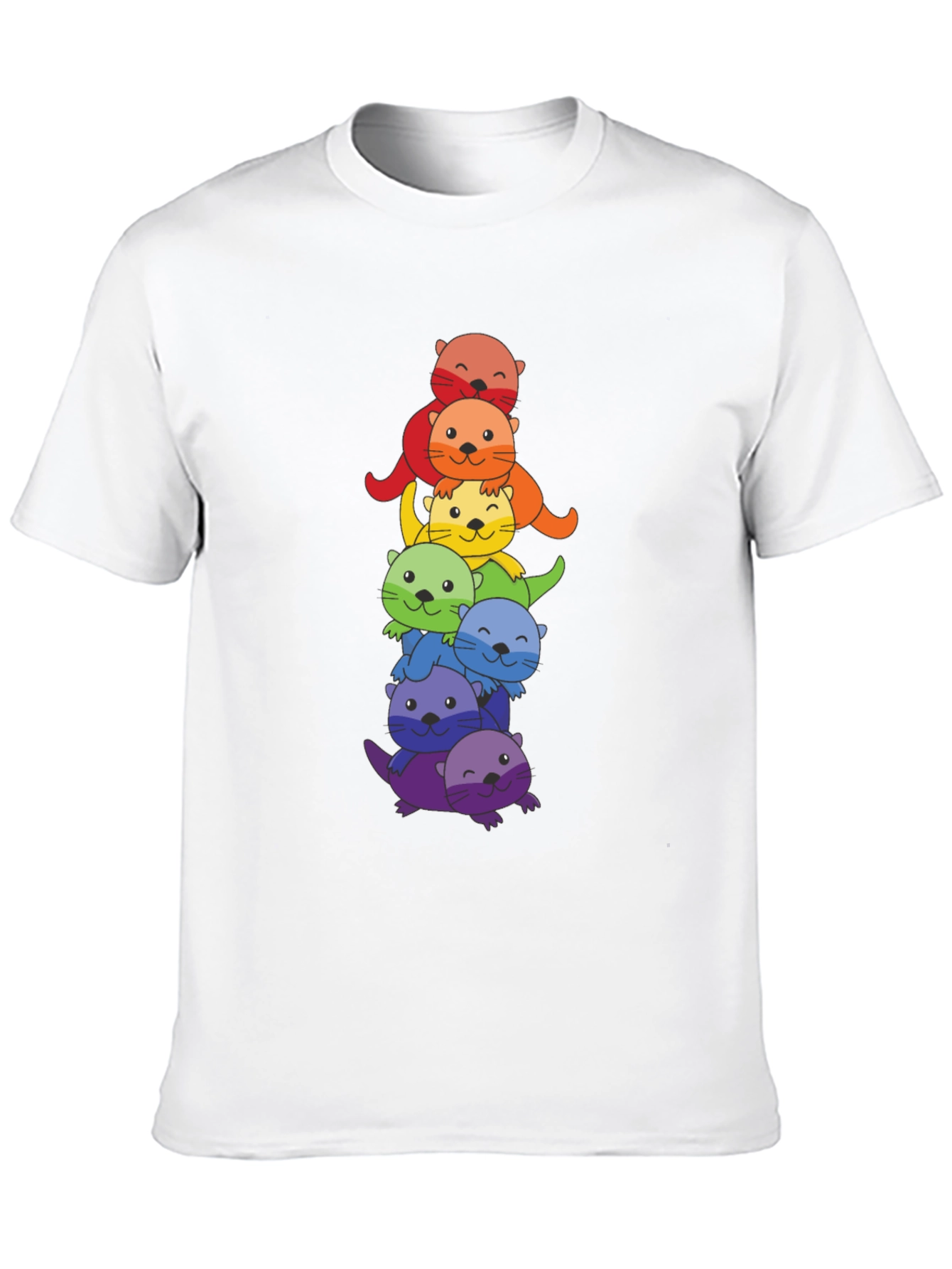 Rainbow Otter Stack Graphic T-Shirt