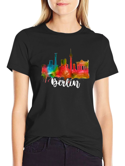 Berlin Skyline Watercolor Graphic T-Shirt
