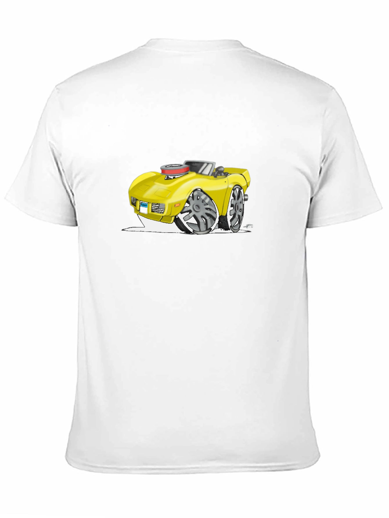 Cartoon Car Graphic Tee - Black Cotton T-Shirt