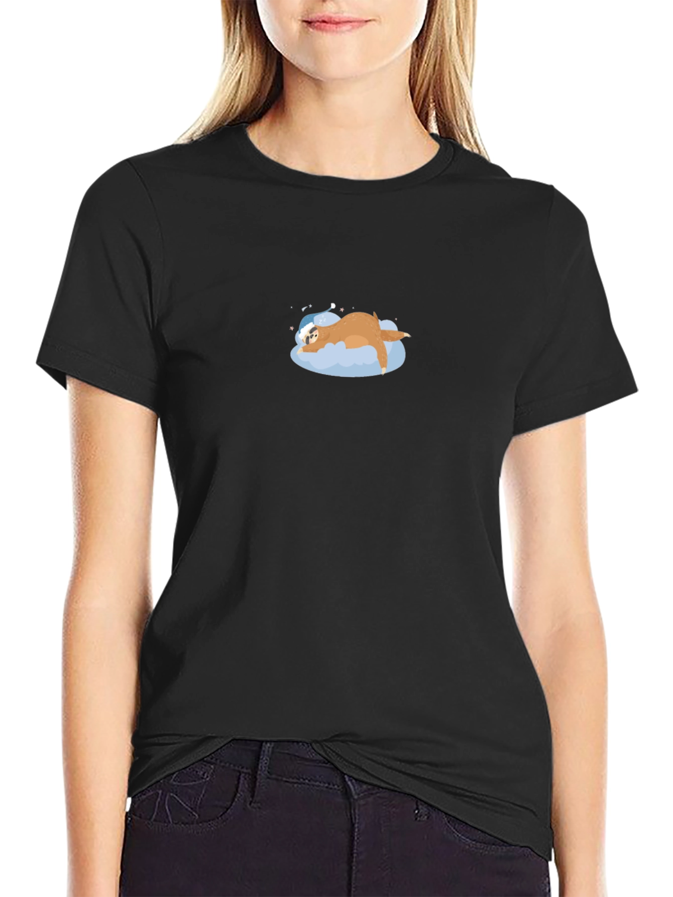 Mens Sloth Sleeping on Cloud Graphic T-Shirt