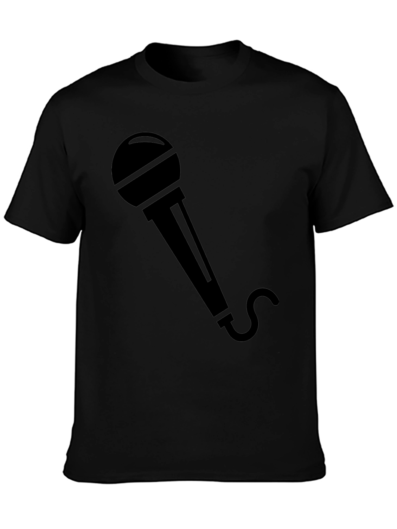 Microphone Graphic Tee - Black Crew Neck