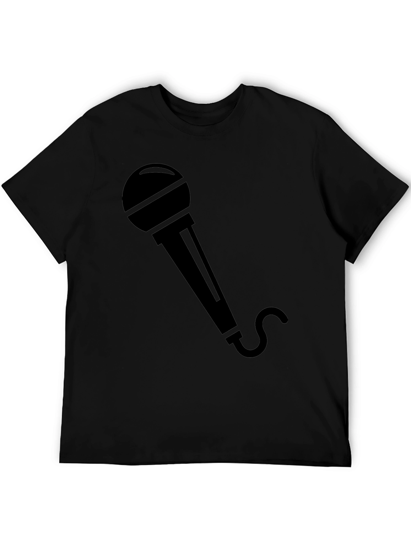 Microphone Graphic Tee - Black Crew Neck