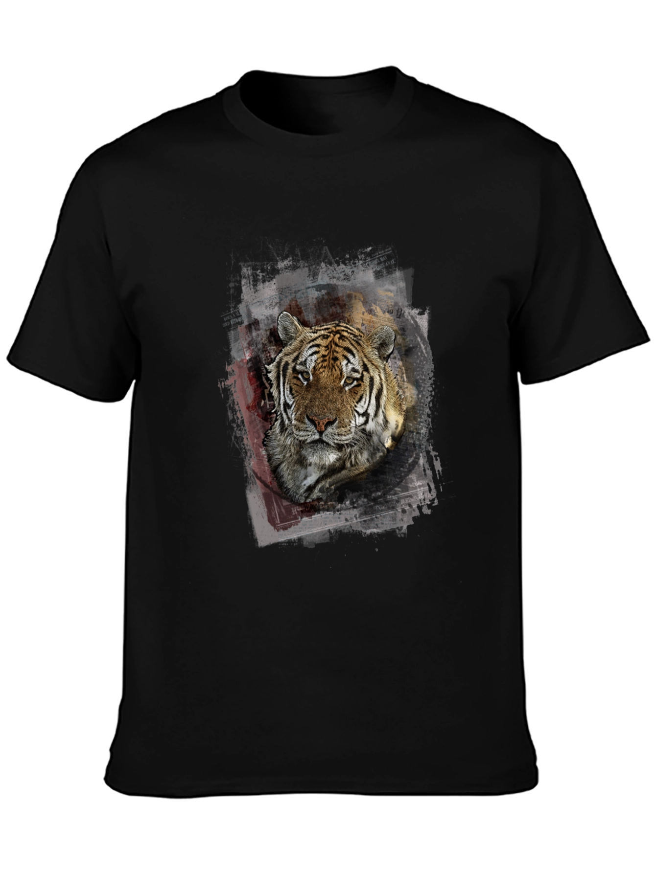 Tiger Graphic Print Mens Black T-Shirt