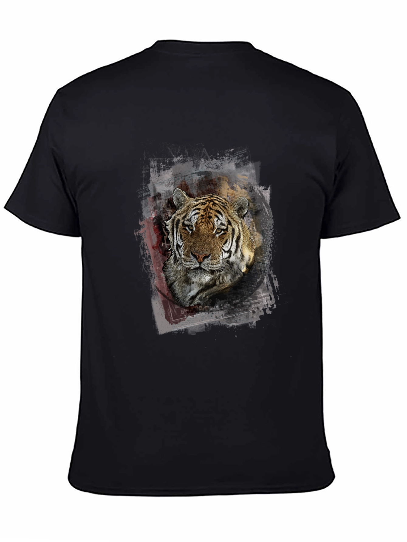 Tiger Graphic Print Mens Black T-Shirt