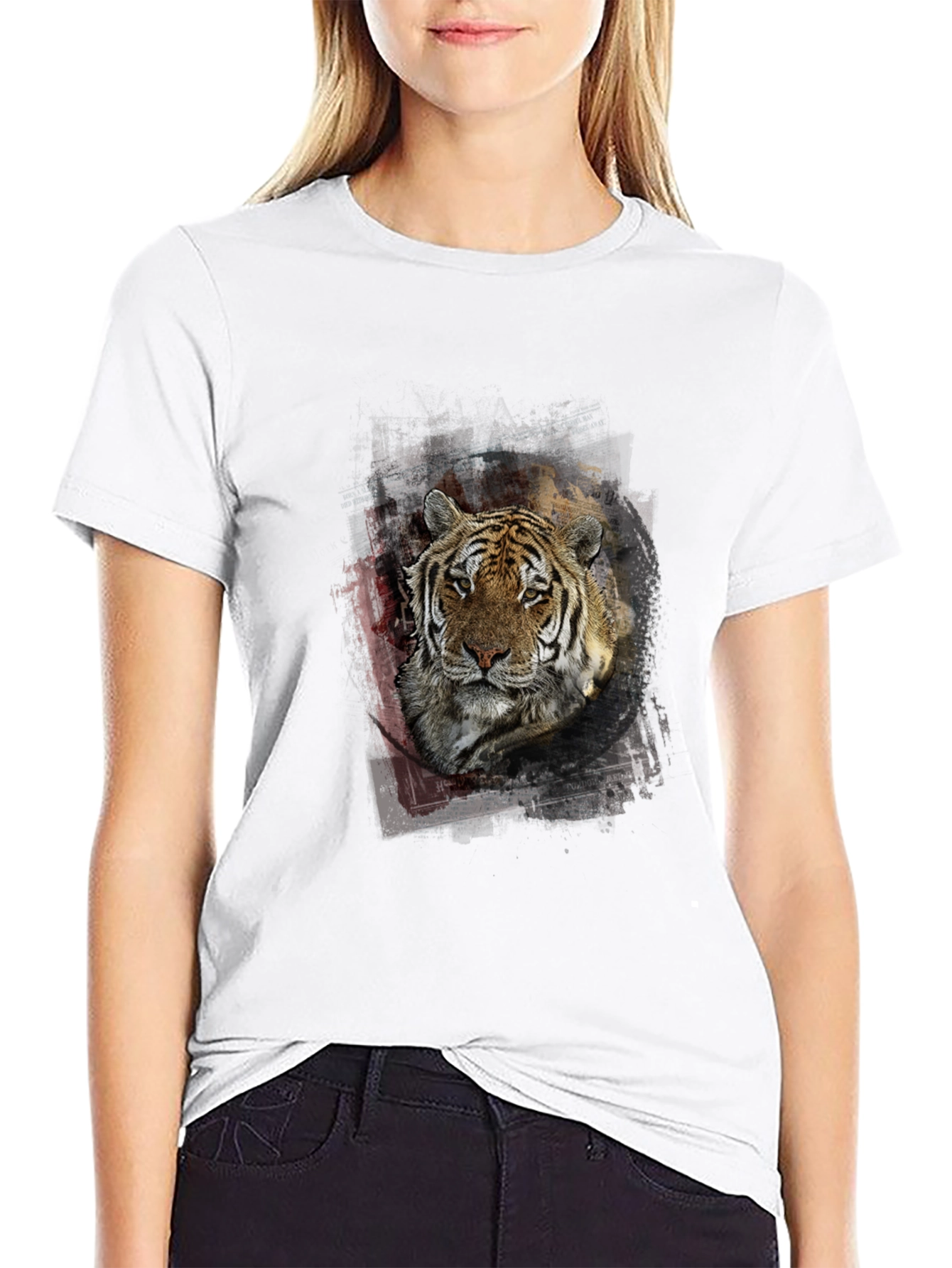 Tiger Graphic Print Mens Black T-Shirt