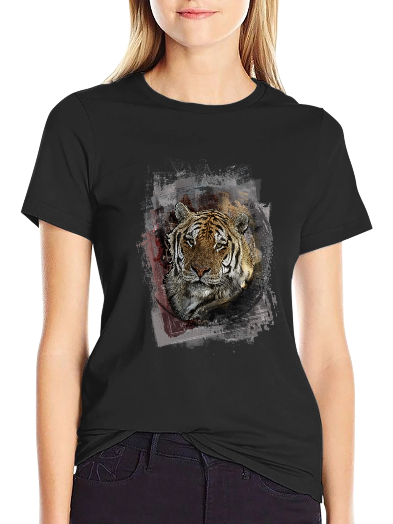 Tiger Graphic Print Mens Black T-Shirt