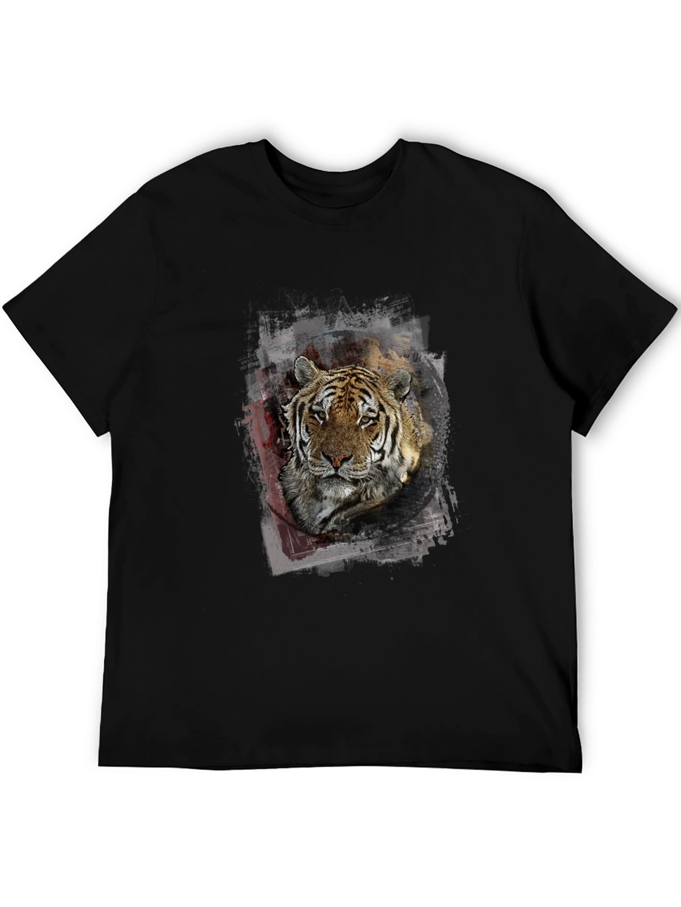 Tiger Graphic Print Mens Black T-Shirt