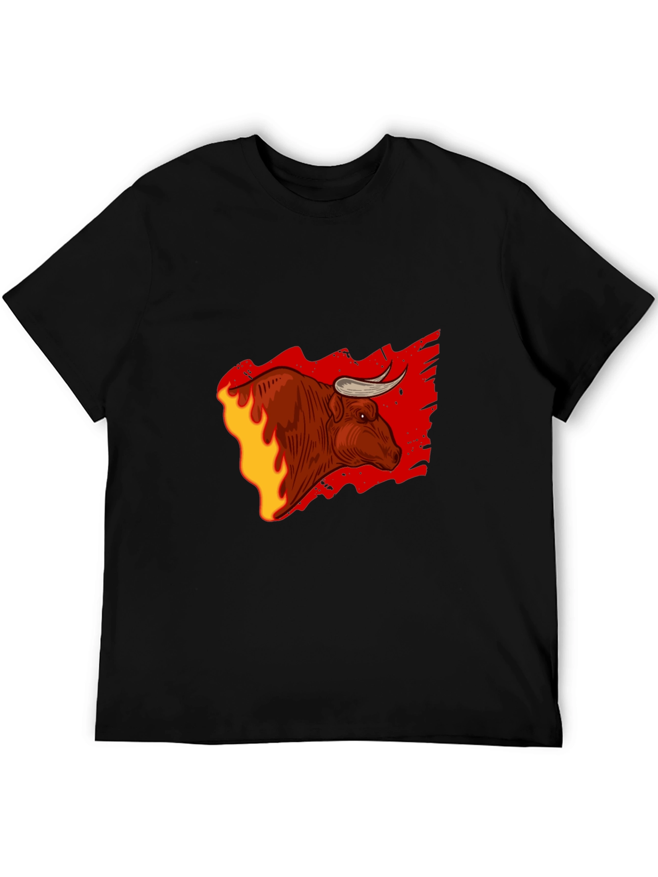 Fiery Bull Graphic Tee - Bold Black T-Shirt
