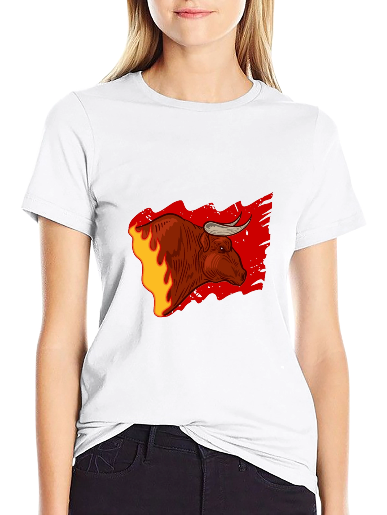 Fiery Bull Graphic Tee - Bold Black T-Shirt
