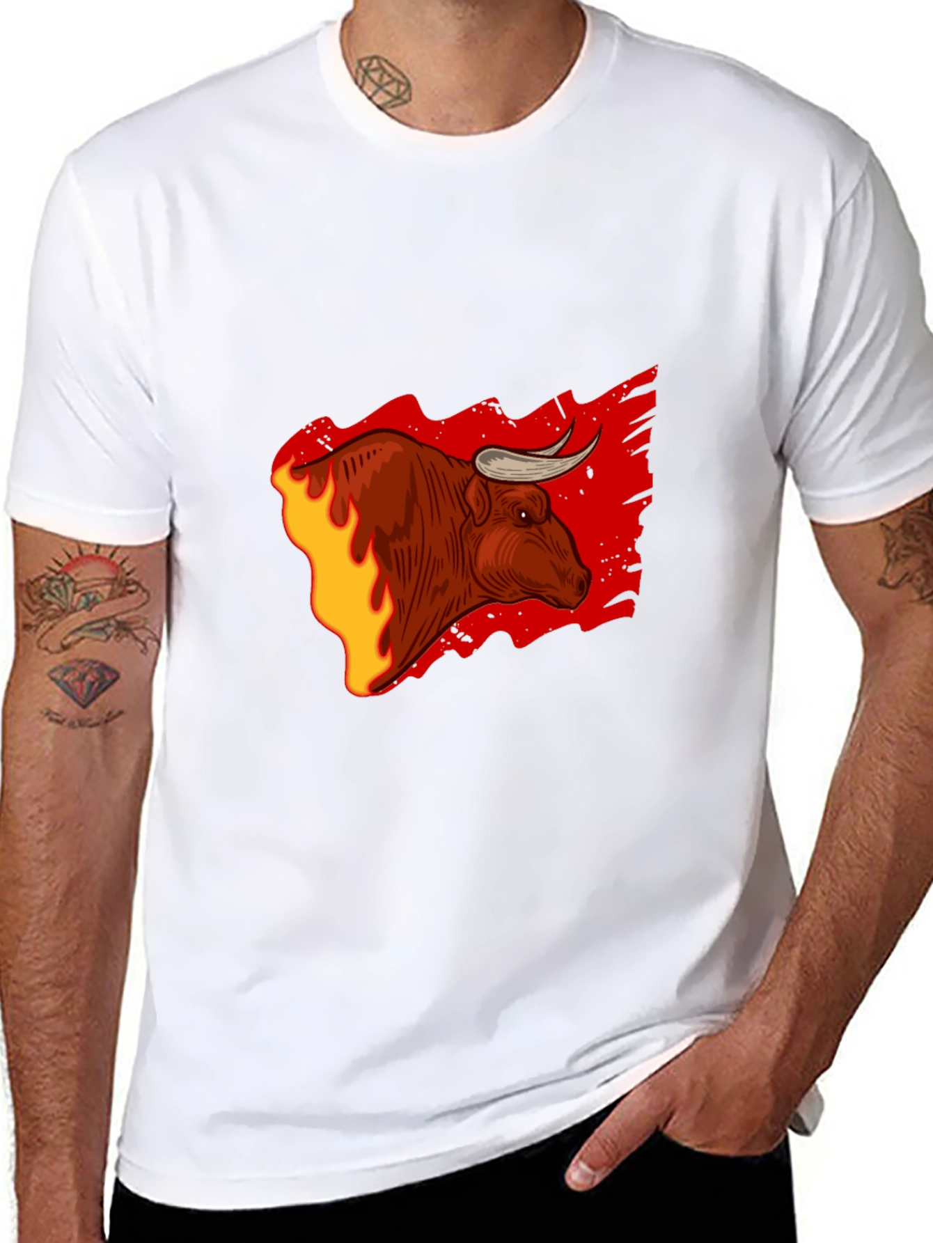 Fiery Bull Graphic Tee - Bold Black T-Shirt