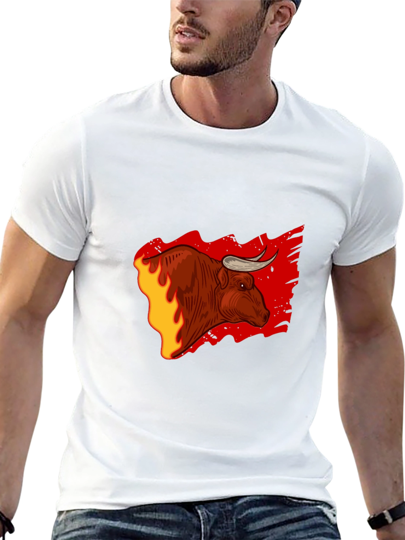 Fiery Bull Graphic Tee - Bold Black T-Shirt