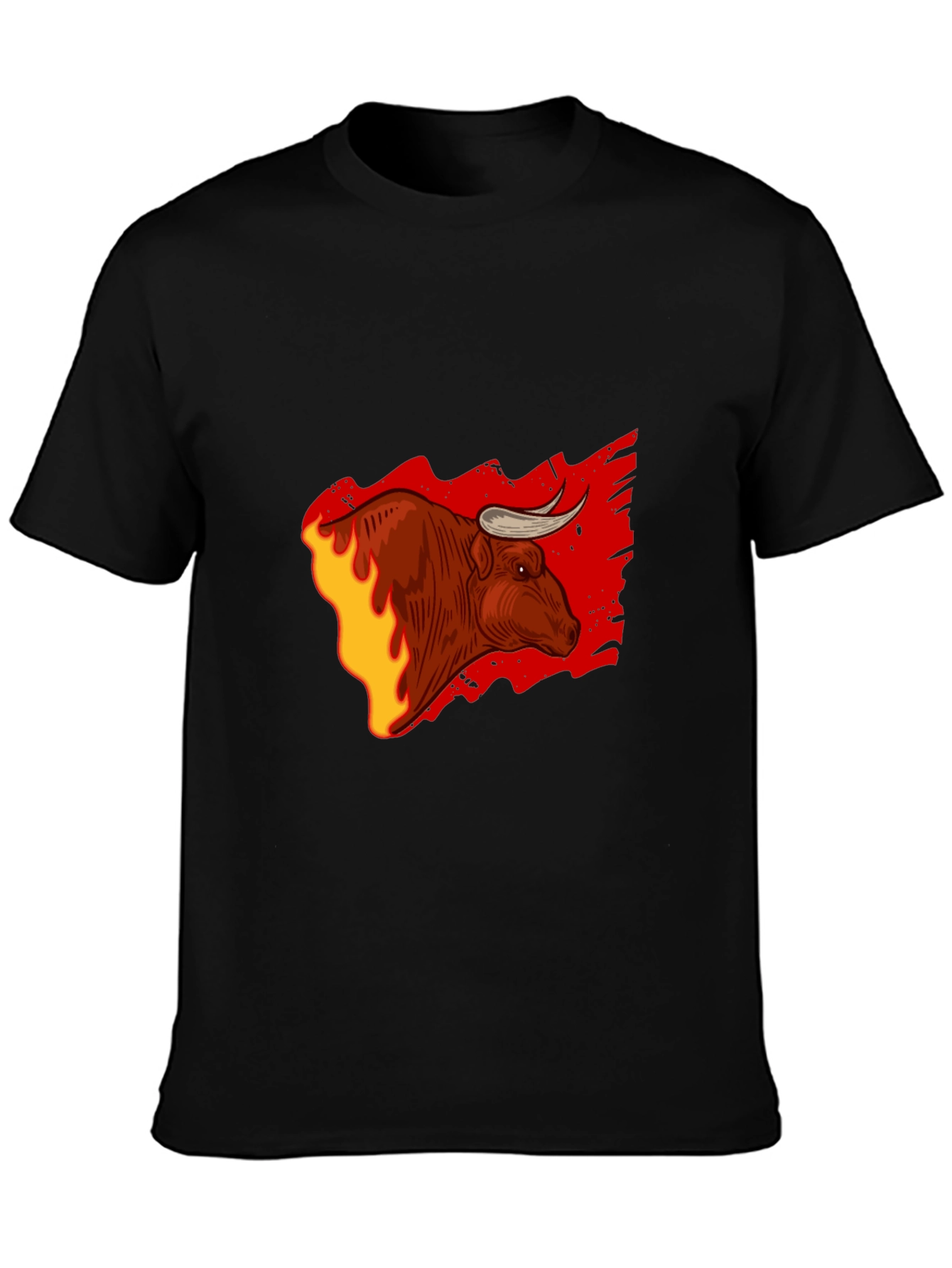 Fiery Bull Graphic Tee - Bold Black T-Shirt