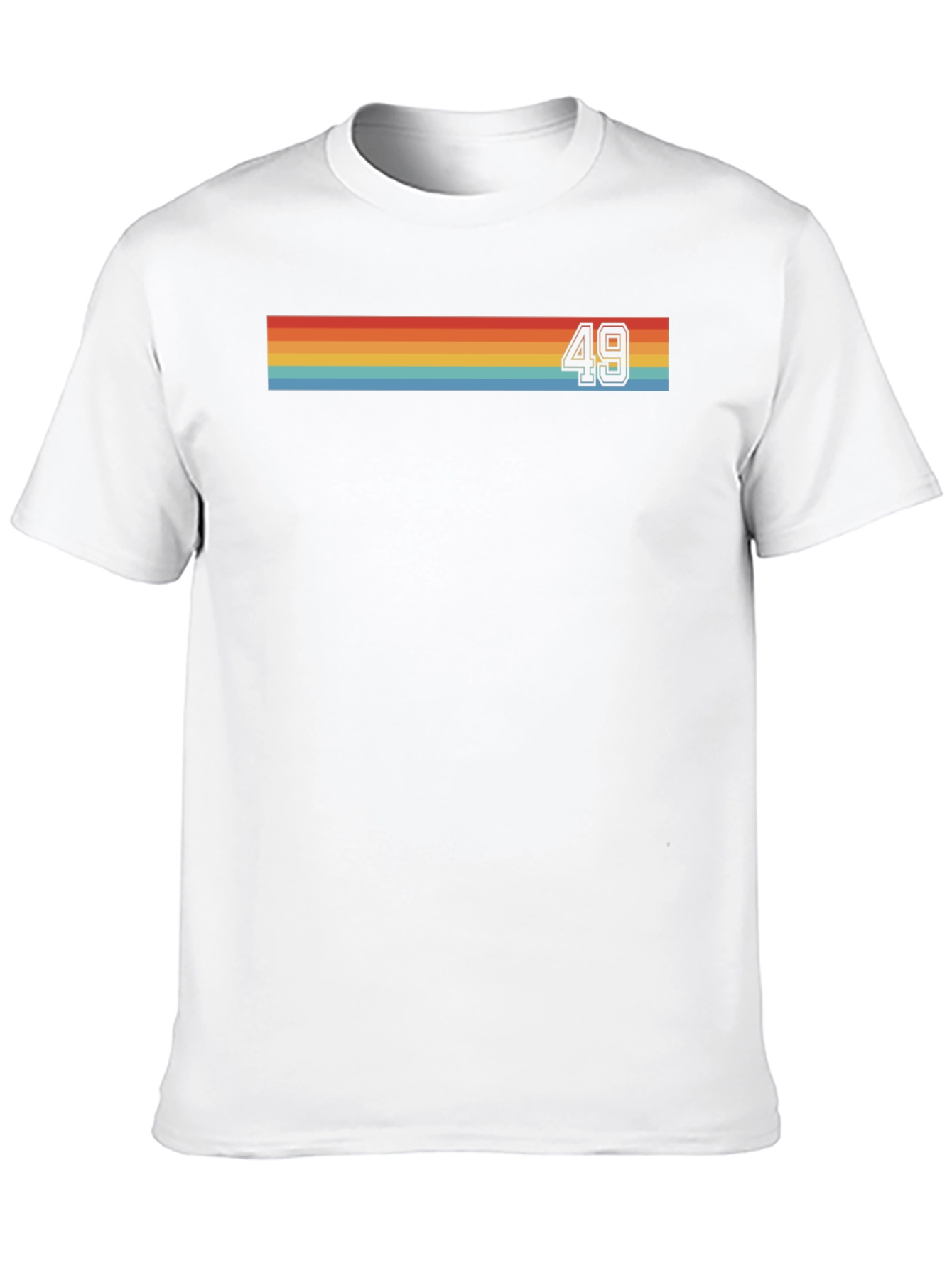 Retro Stripe T-Shirt with Bold Number 49 Graphic