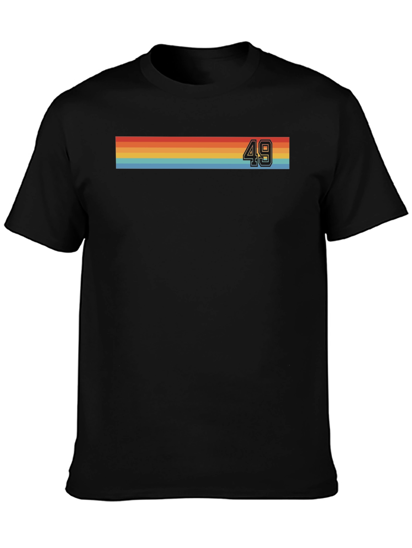 Retro Stripe T-Shirt with Bold Number 49 Graphic