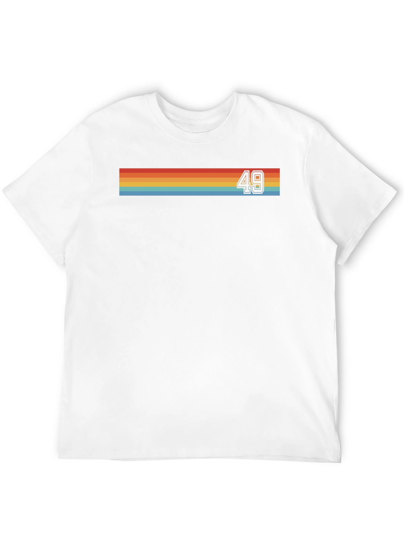 Retro Stripe T-Shirt with Bold Number 49 Graphic