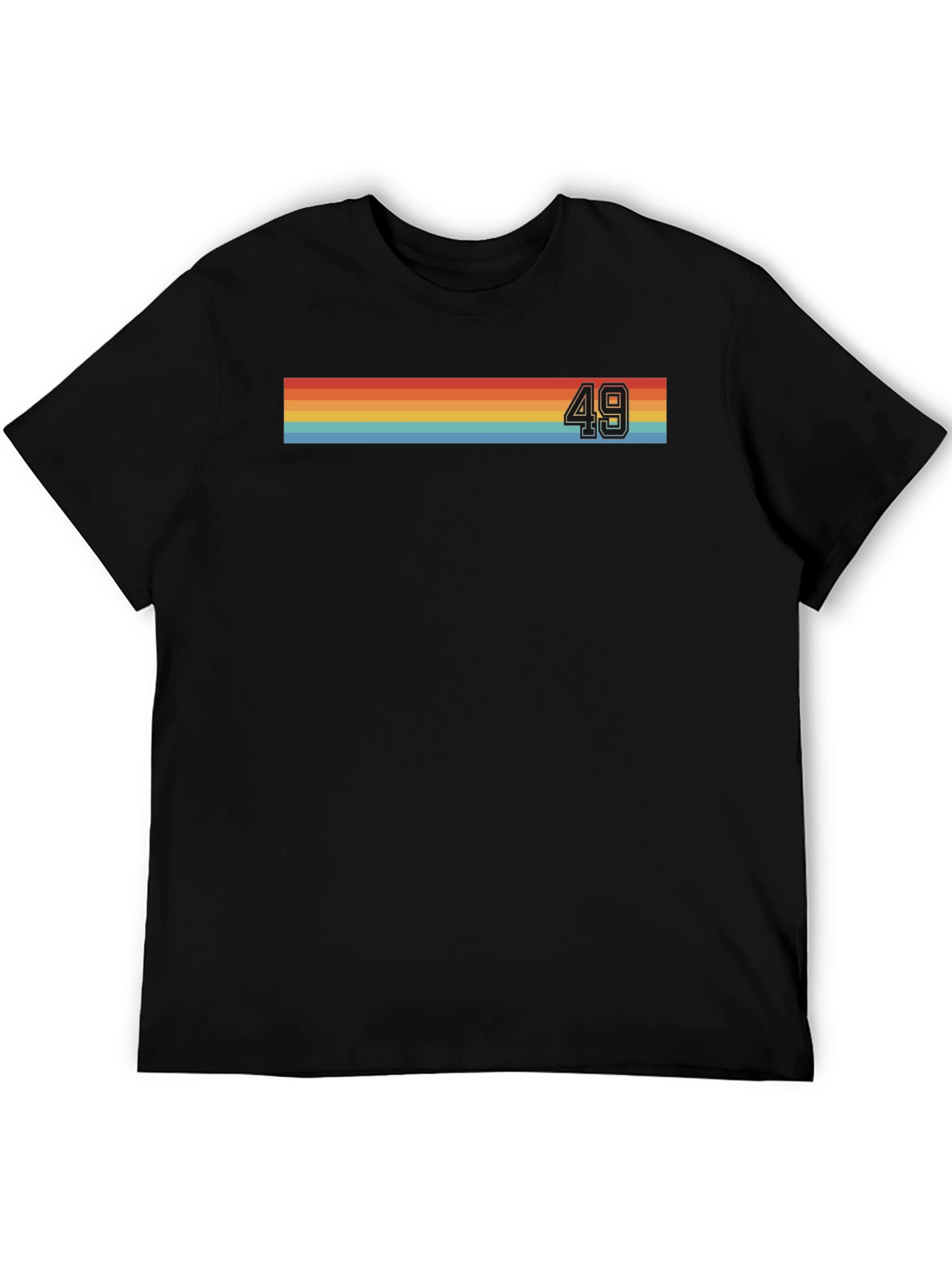 Retro Stripe T-Shirt with Bold Number 49 Graphic