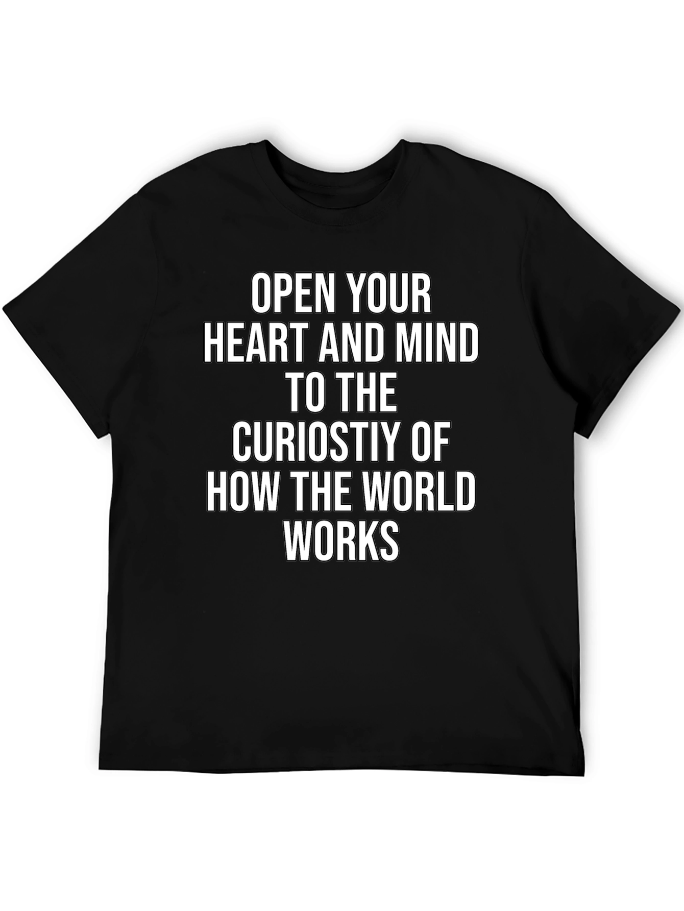 Open Your Heart Graphic Tee - Black Cotton T-Shirt
