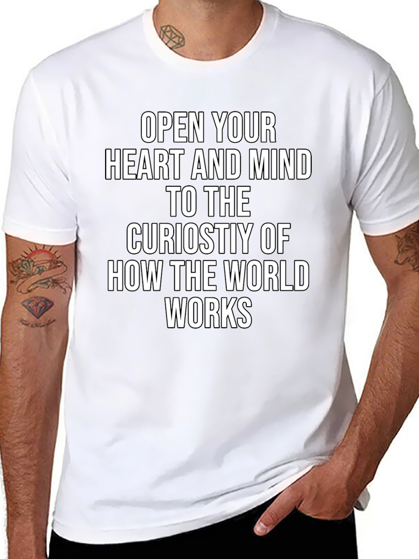 Open Your Heart Graphic Tee - Black Cotton T-Shirt