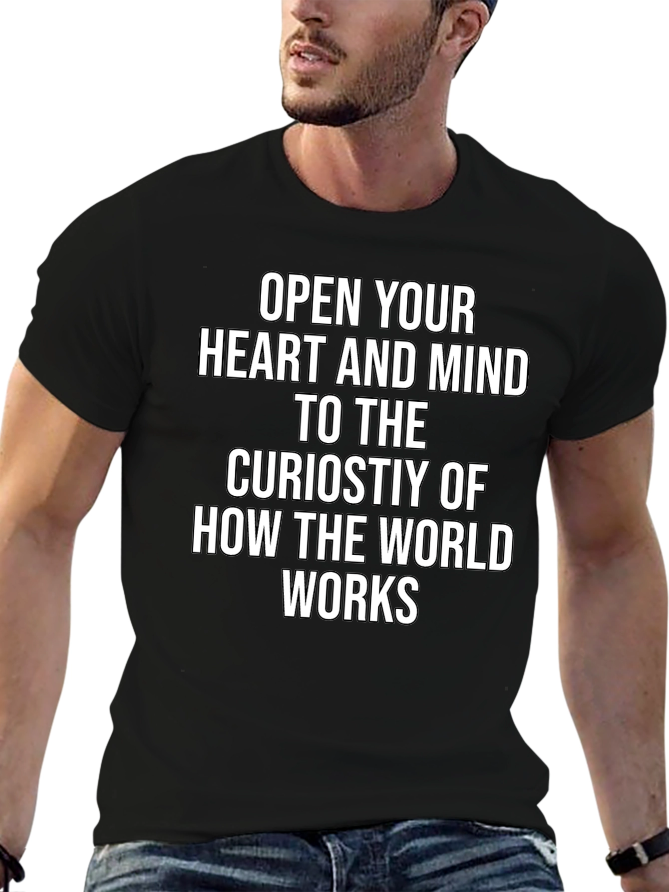 Open Your Heart Graphic Tee - Black Cotton T-Shirt