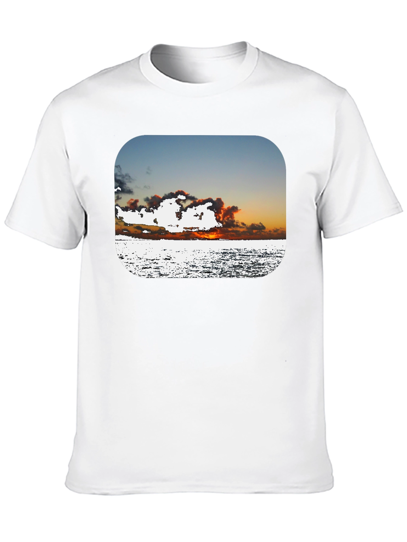 Ocean Sunset Graphic Tee - Black Cotton Comfort
