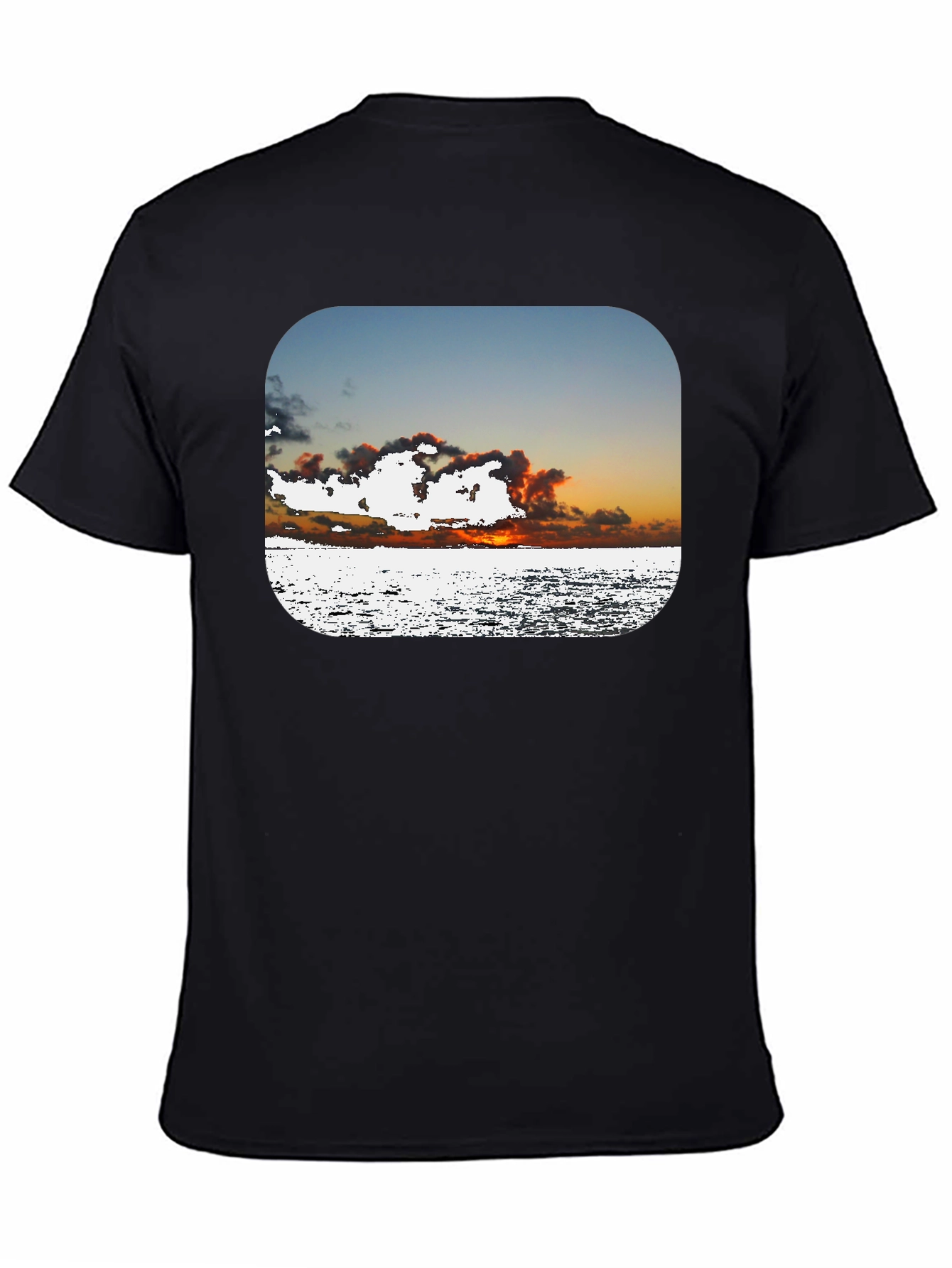 Ocean Sunset Graphic Tee - Black Cotton Comfort