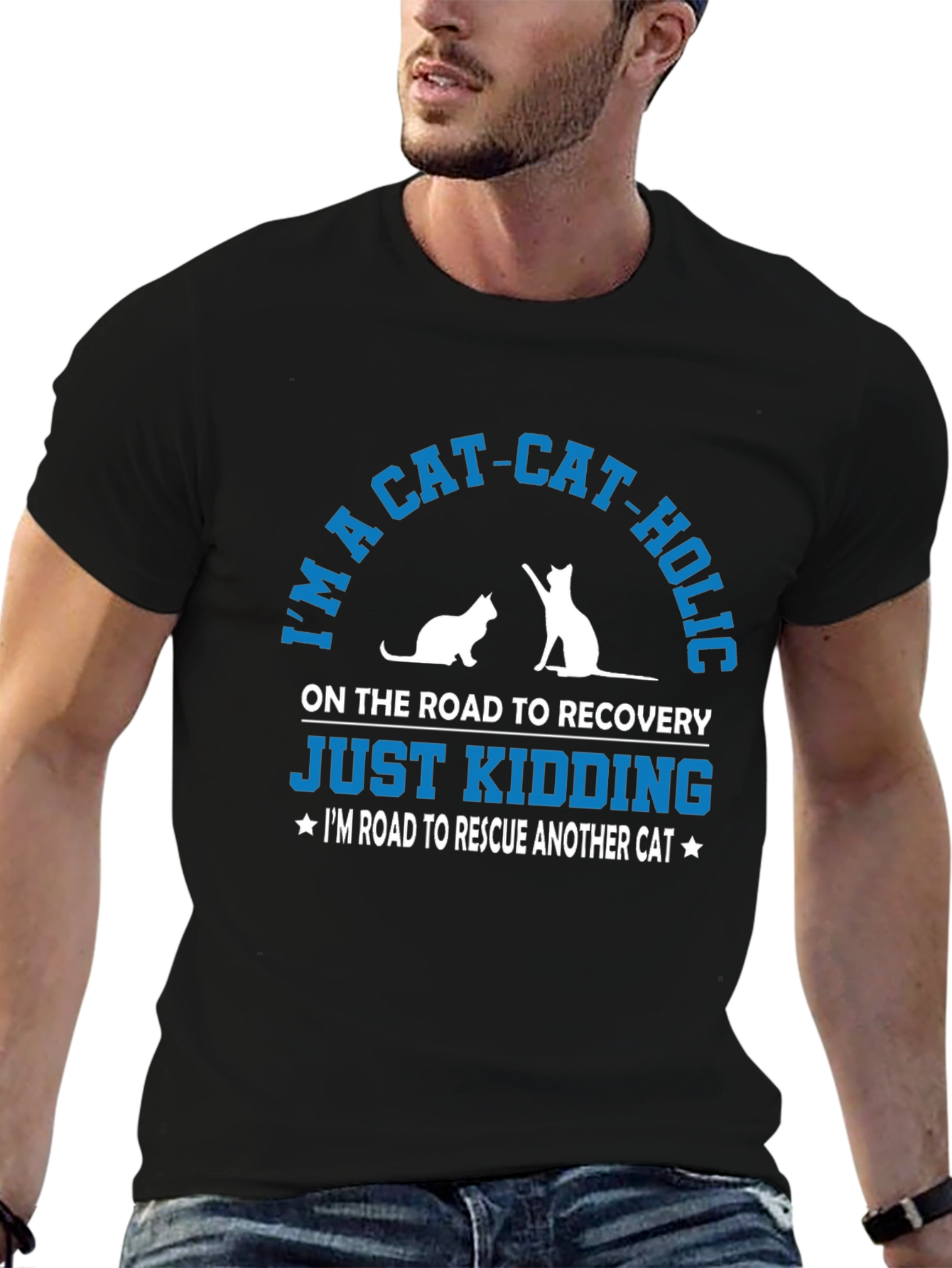 Im a Cat-Cat-Holic Funny T-Shirt