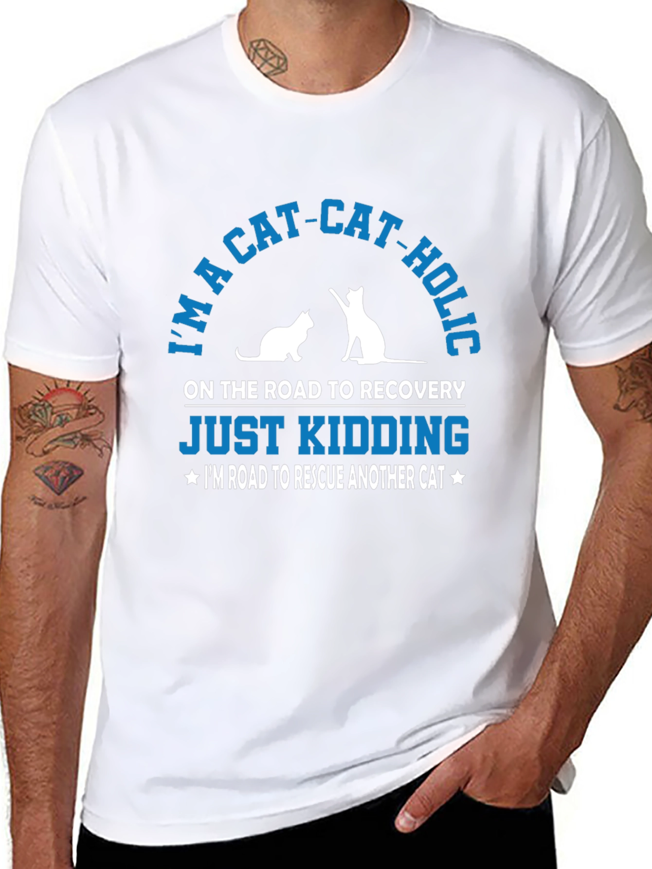 Im a Cat-Cat-Holic Funny T-Shirt