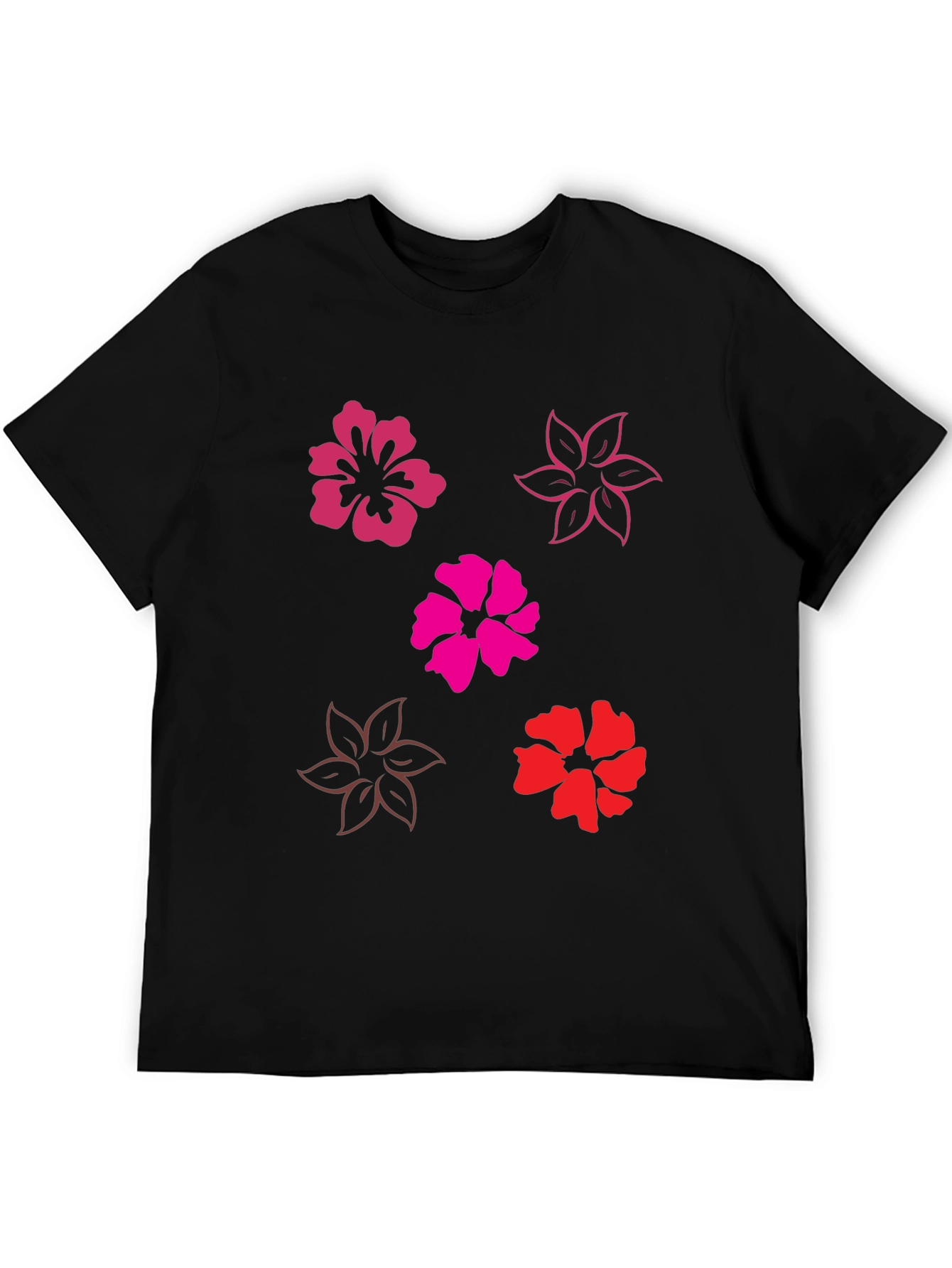 Floral Print Black T-Shirt - Casual Comfort