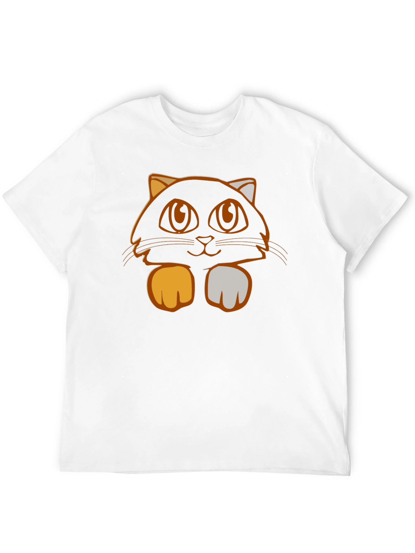 Cute Cat Graphic Tee - Black Cotton T-Shirt