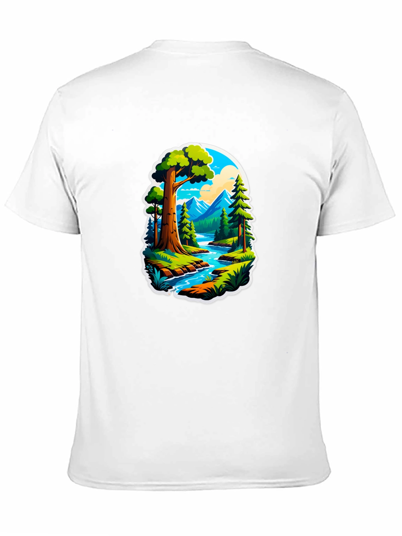 Nature River Scene Black Graphic Tee