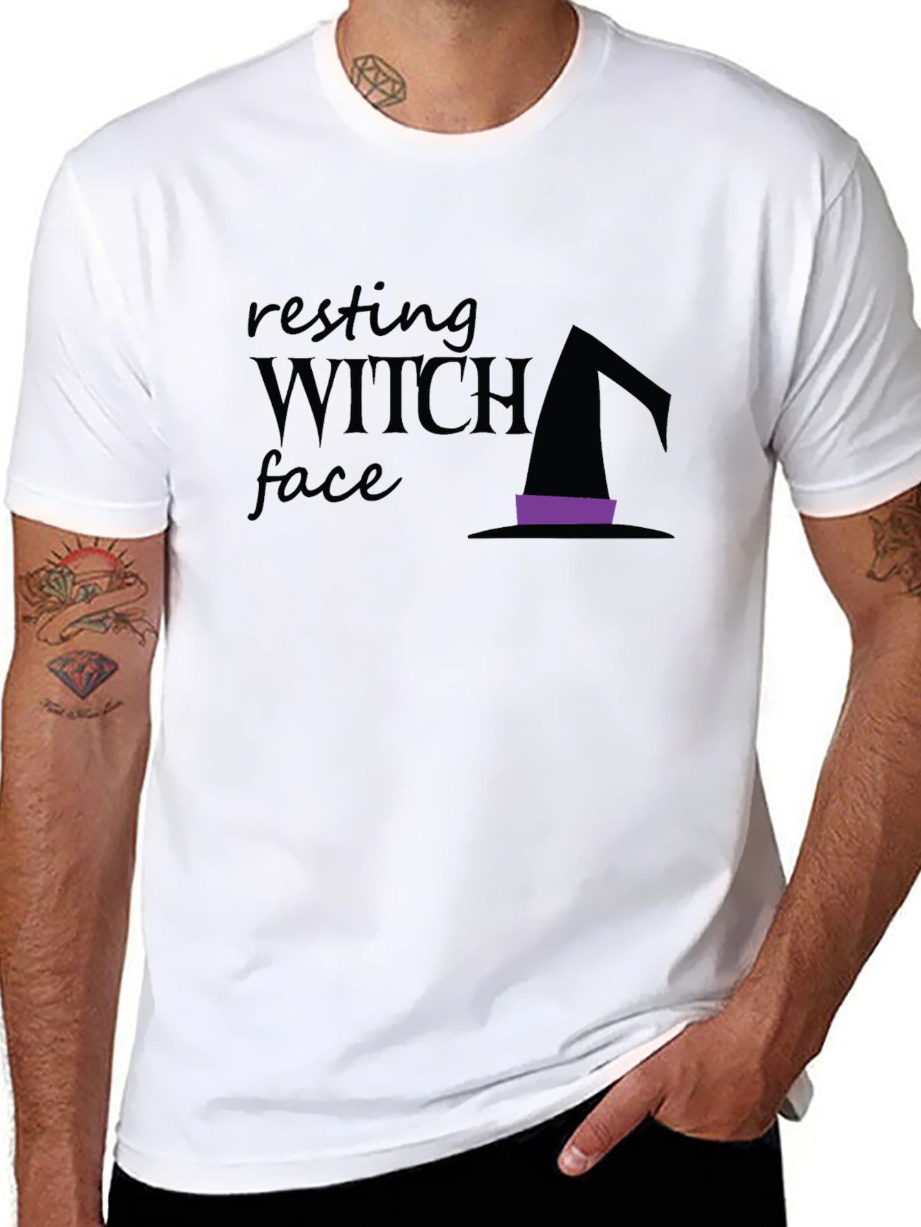 Resting Witch Face Graphic Tee - Halloween T-Shirt