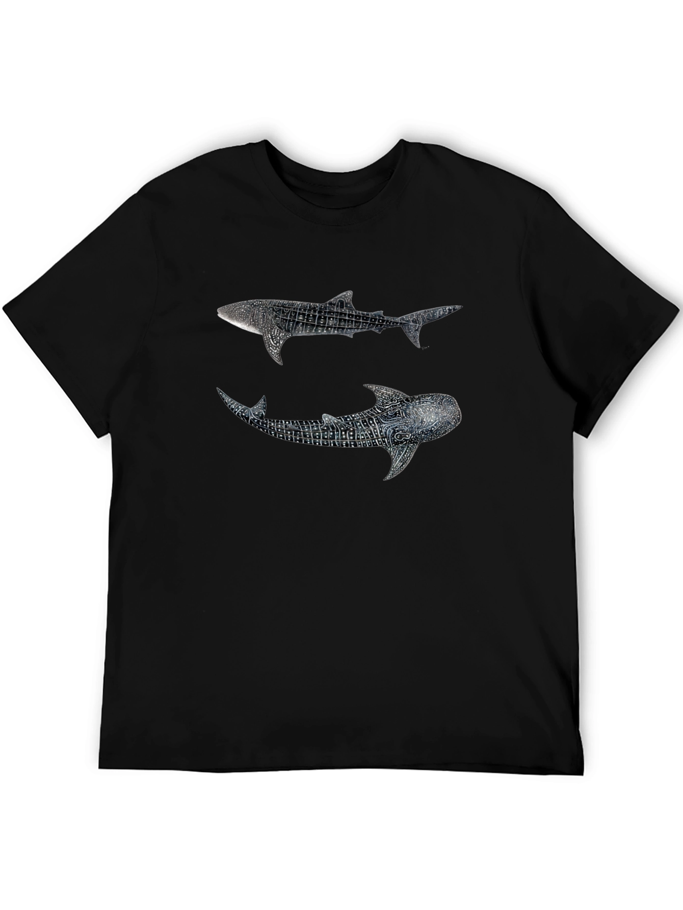Whale Shark Graphic Print Black T-Shirt