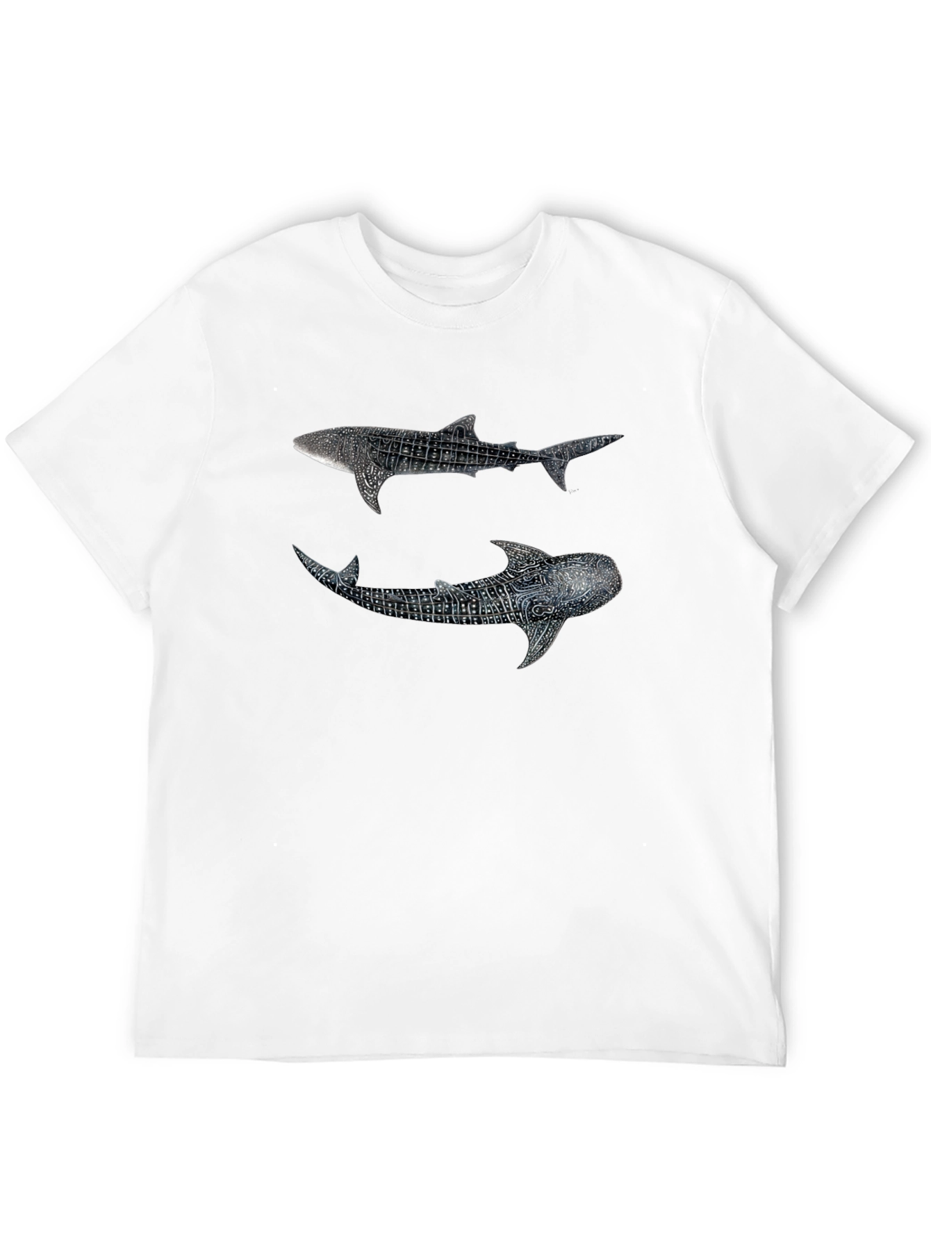 Whale Shark Graphic Print Black T-Shirt