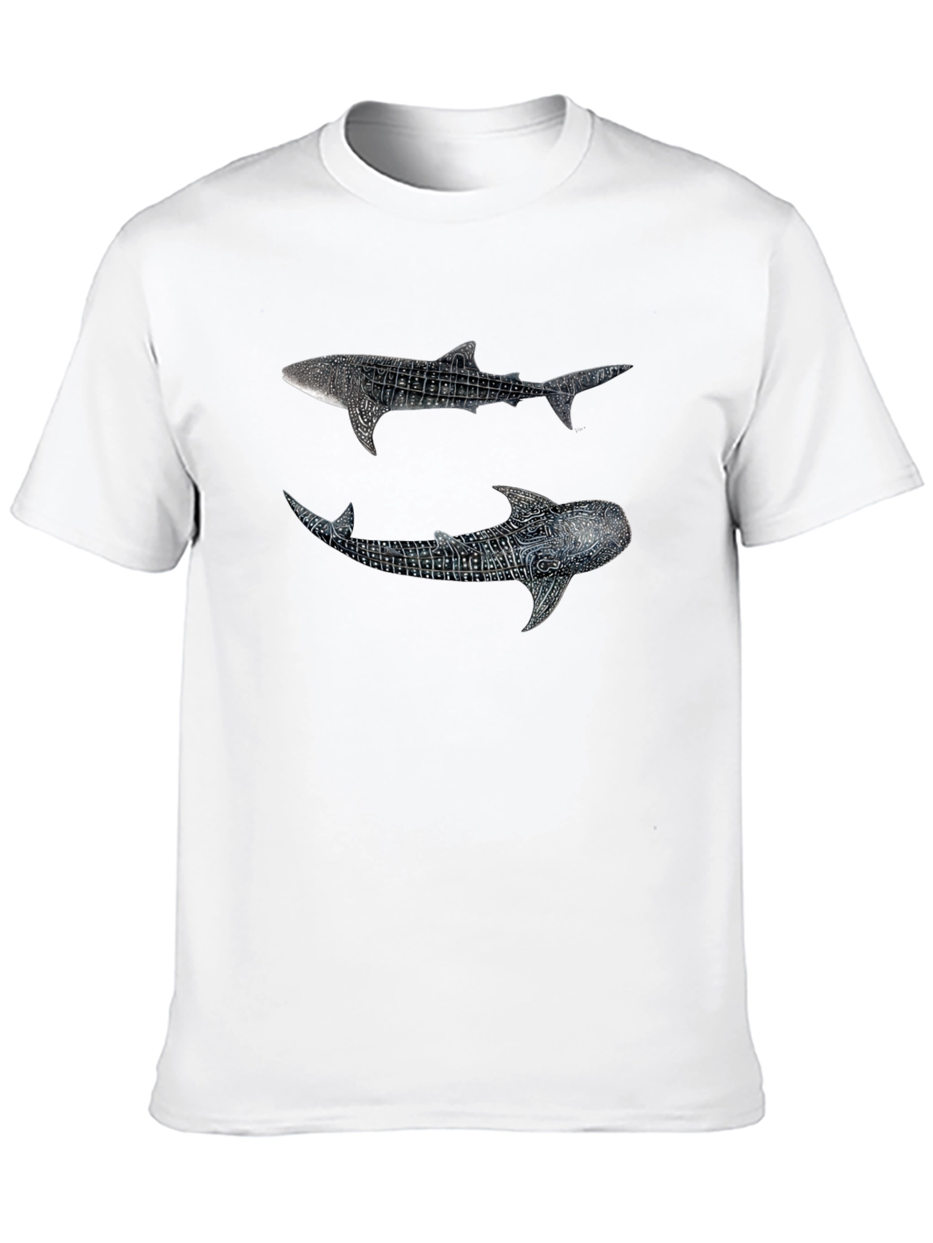 Whale Shark Graphic Print Black T-Shirt