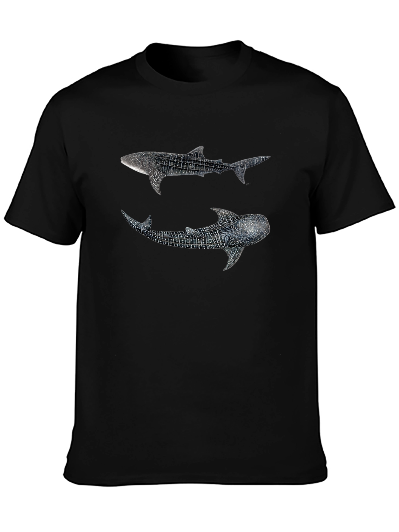 Whale Shark Graphic Print Black T-Shirt