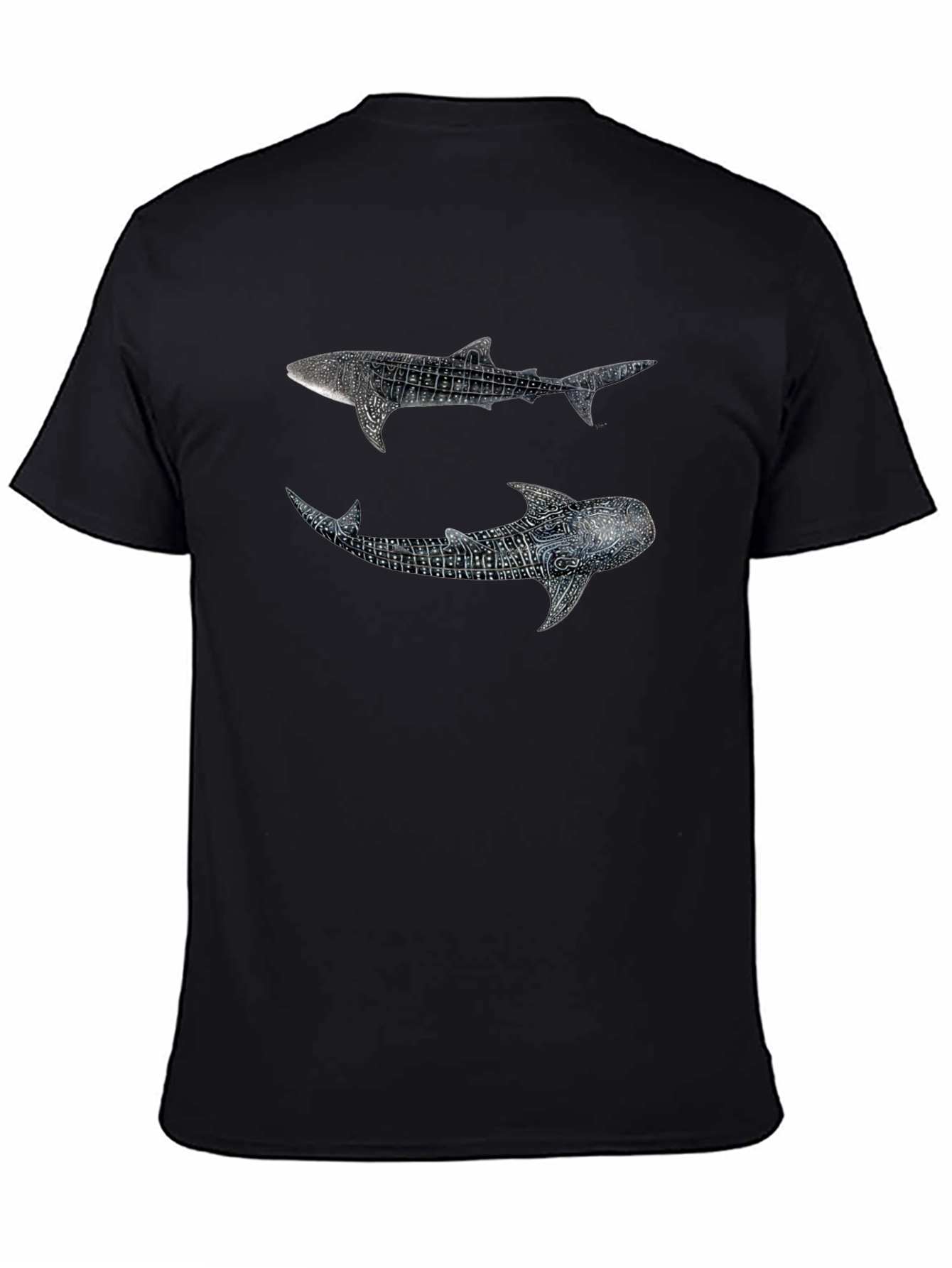 Whale Shark Graphic Print Black T-Shirt