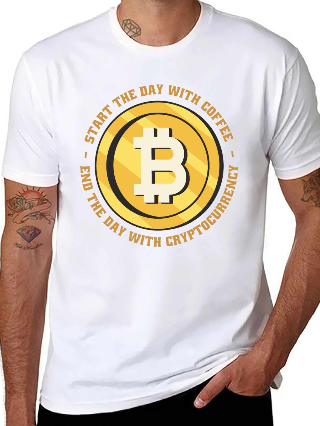 Bitcoin Coffee Cryptocurrency T-Shirt - Black