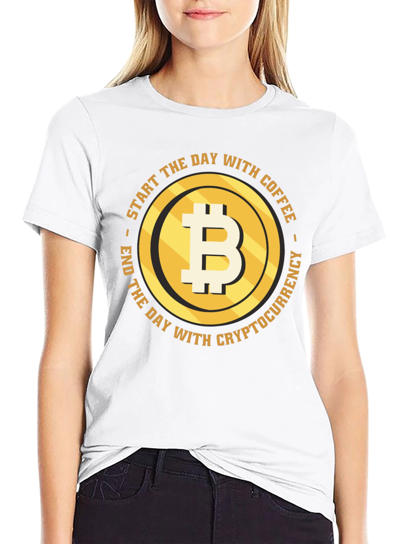 Bitcoin Coffee Cryptocurrency T-Shirt - Black
