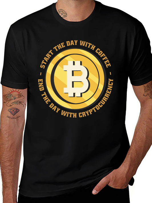 Bitcoin Coffee Cryptocurrency T-Shirt - Black