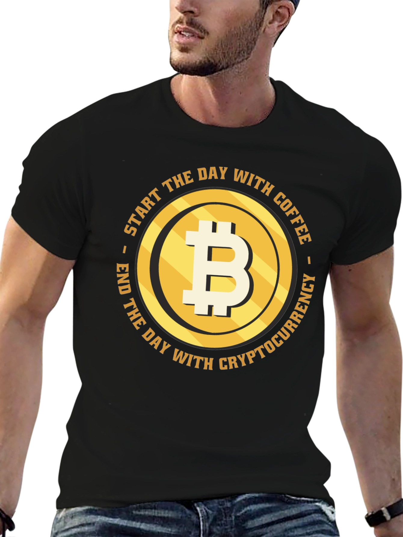Bitcoin Coffee Cryptocurrency T-Shirt - Black
