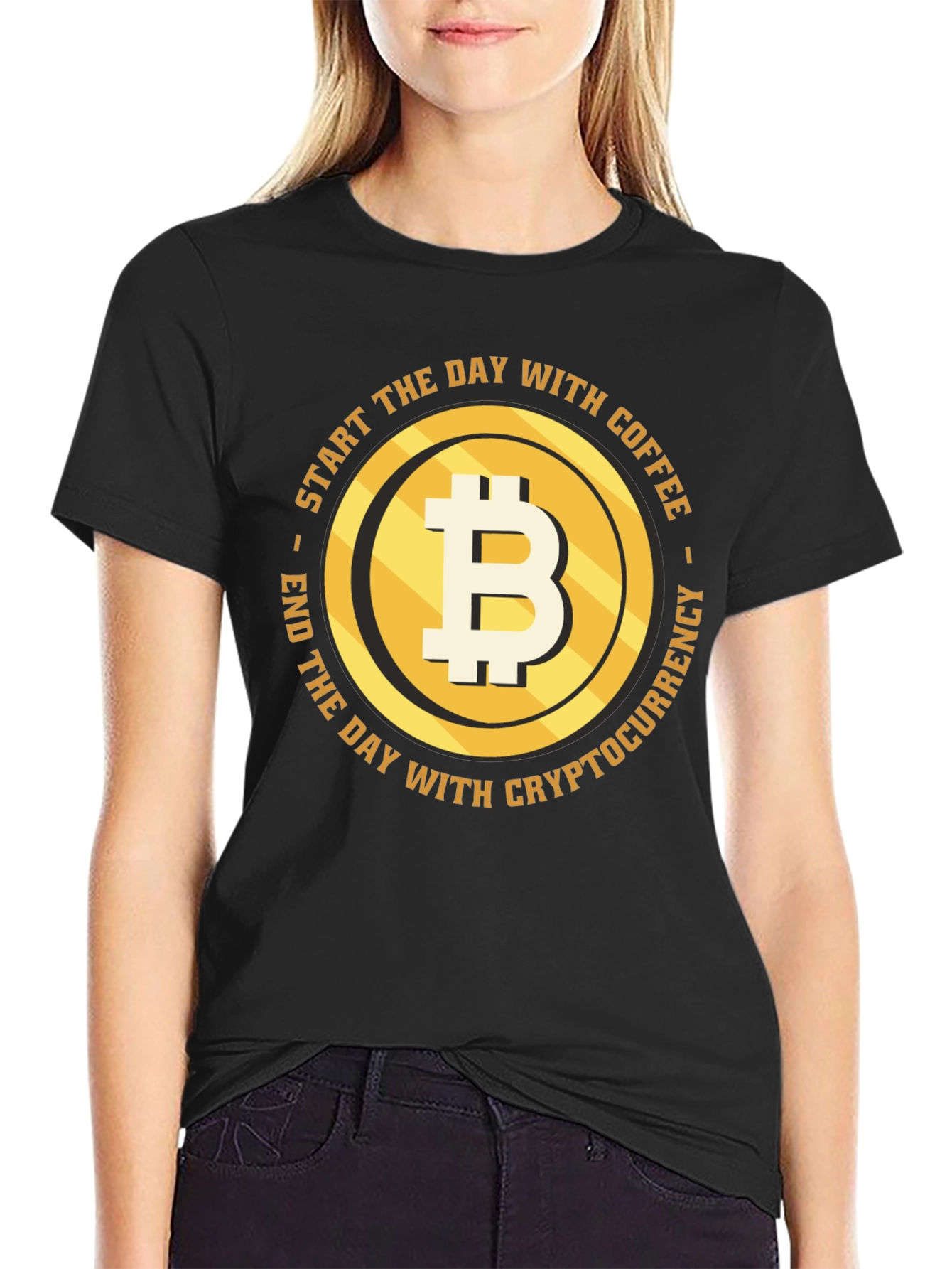 Bitcoin Coffee Cryptocurrency T-Shirt - Black